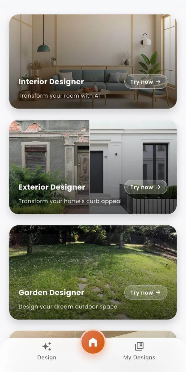 DecorAI app preview - diseño de interiores con IA en tu celular