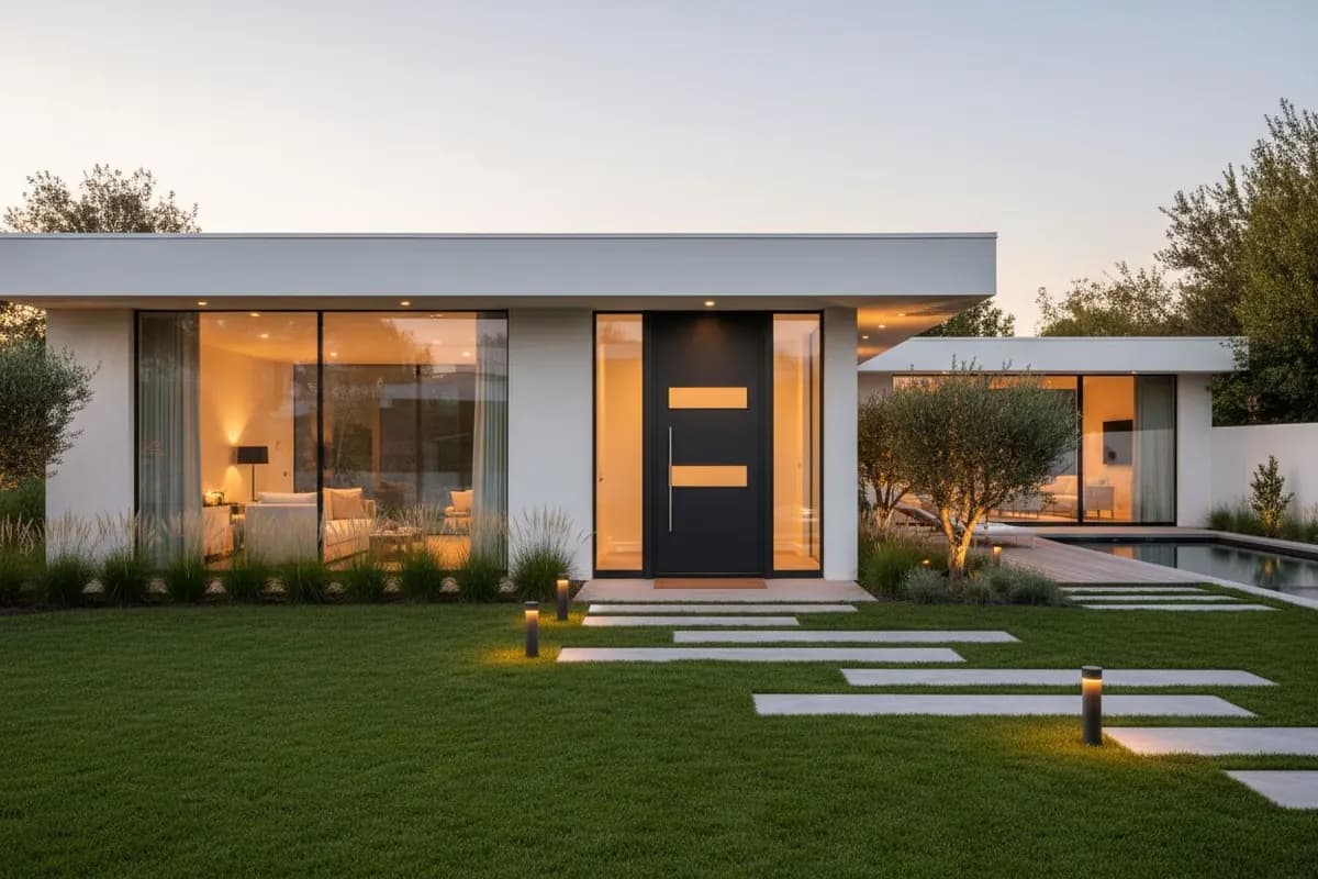 Diseño de exteriores con IA - fachada moderna renovada con inteligencia artificial