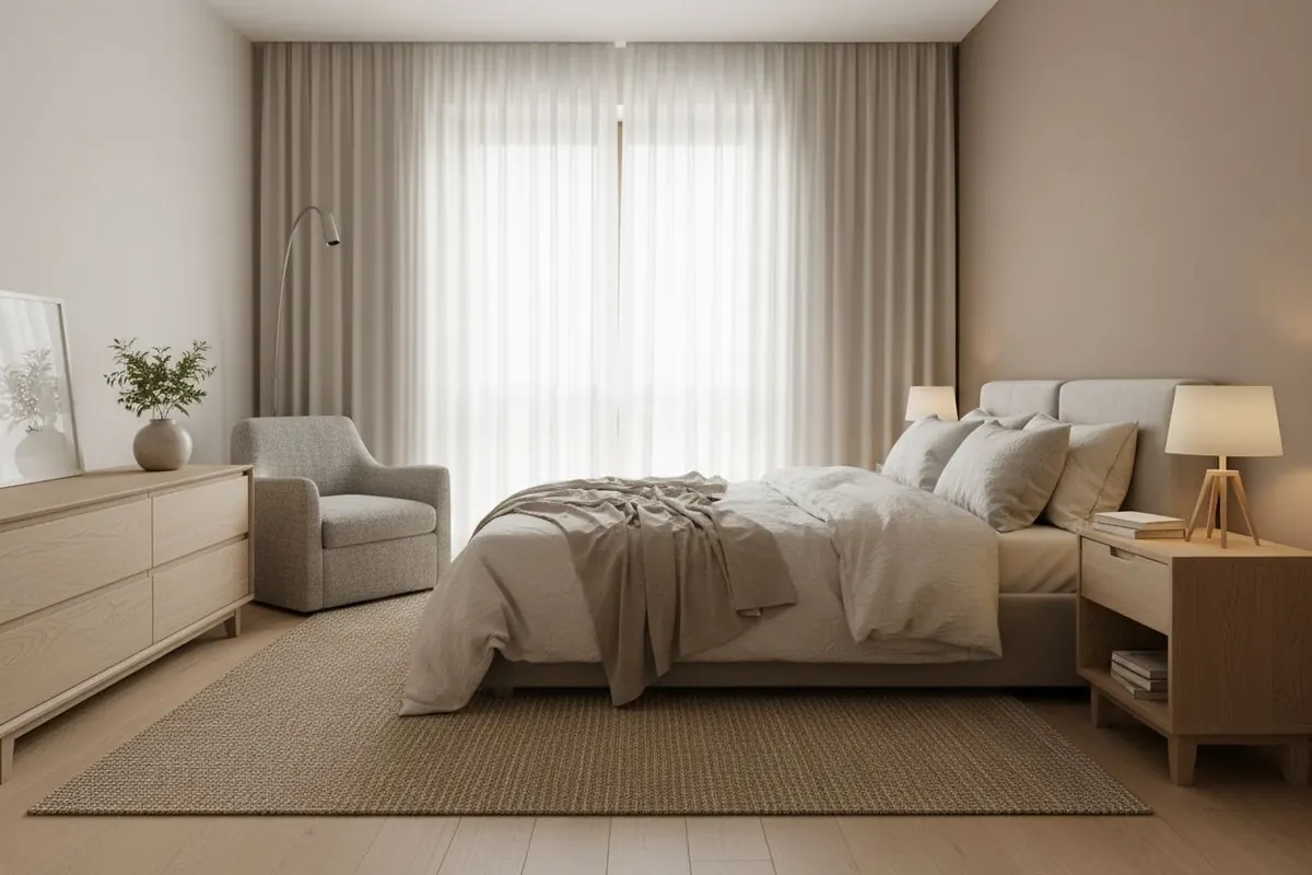 Diseño de recámara con IA - dormitorio moderno y acogedor