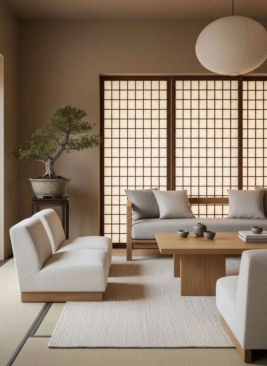 Estilo Japandi - diseño de interiores con IA